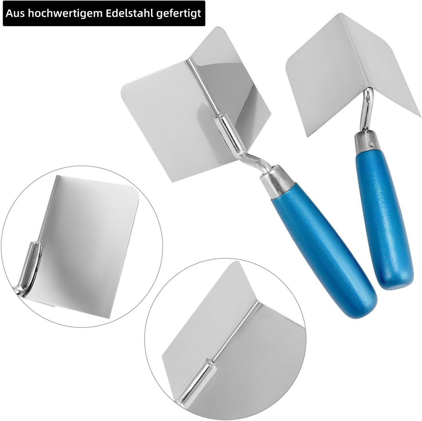 FOUORTUNATE-BEE Glättekelle 2-teiliges Edelstahl-Eckkellen-Set für Putz- und Trockenbauarbeiten (2-St) Innen- und Außeneckkellen aus rostfreiem Edelstahl Bild 4