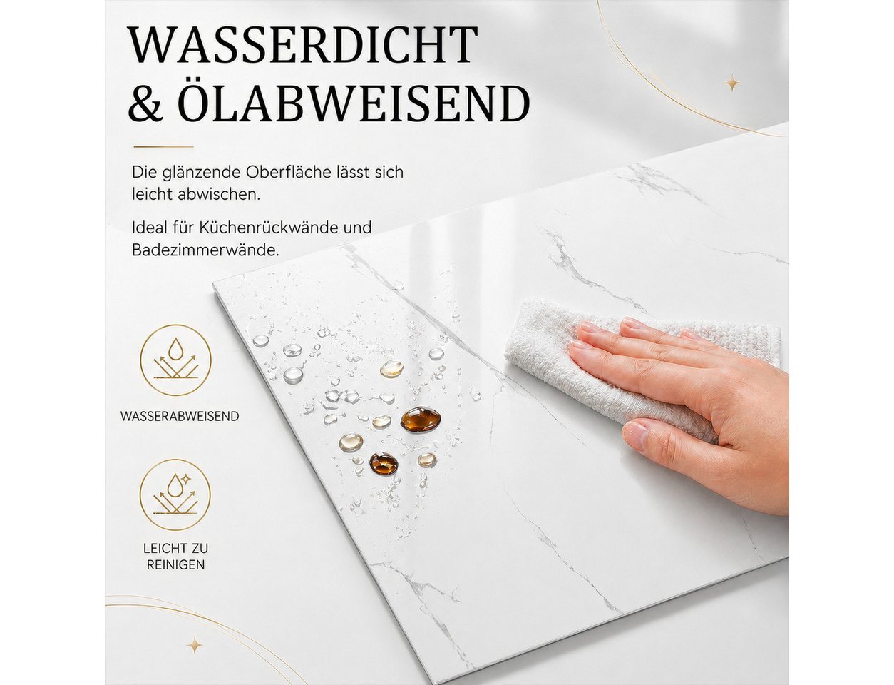 BlingBin Wandpaneel 20 Stück Wandaufkleber selbstklebend, klebepaneele 60 x 30 cm, BxL: 30x60 cm, 0,18 qm, (20er Set Wandpaneele, 20-tlg., wanddekor) wandverkleidung marmor, Wasserdicht, Selbstklebende Fliesen, wanddekor Bild 4