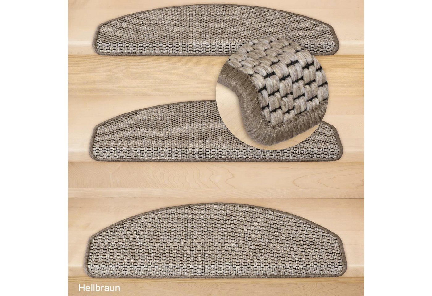 Metzker® Stufenmatte Stufenmatten Göteborg Halbrund, halbrund, Höhe: 8 mm, 18 Stück - Hellbraun