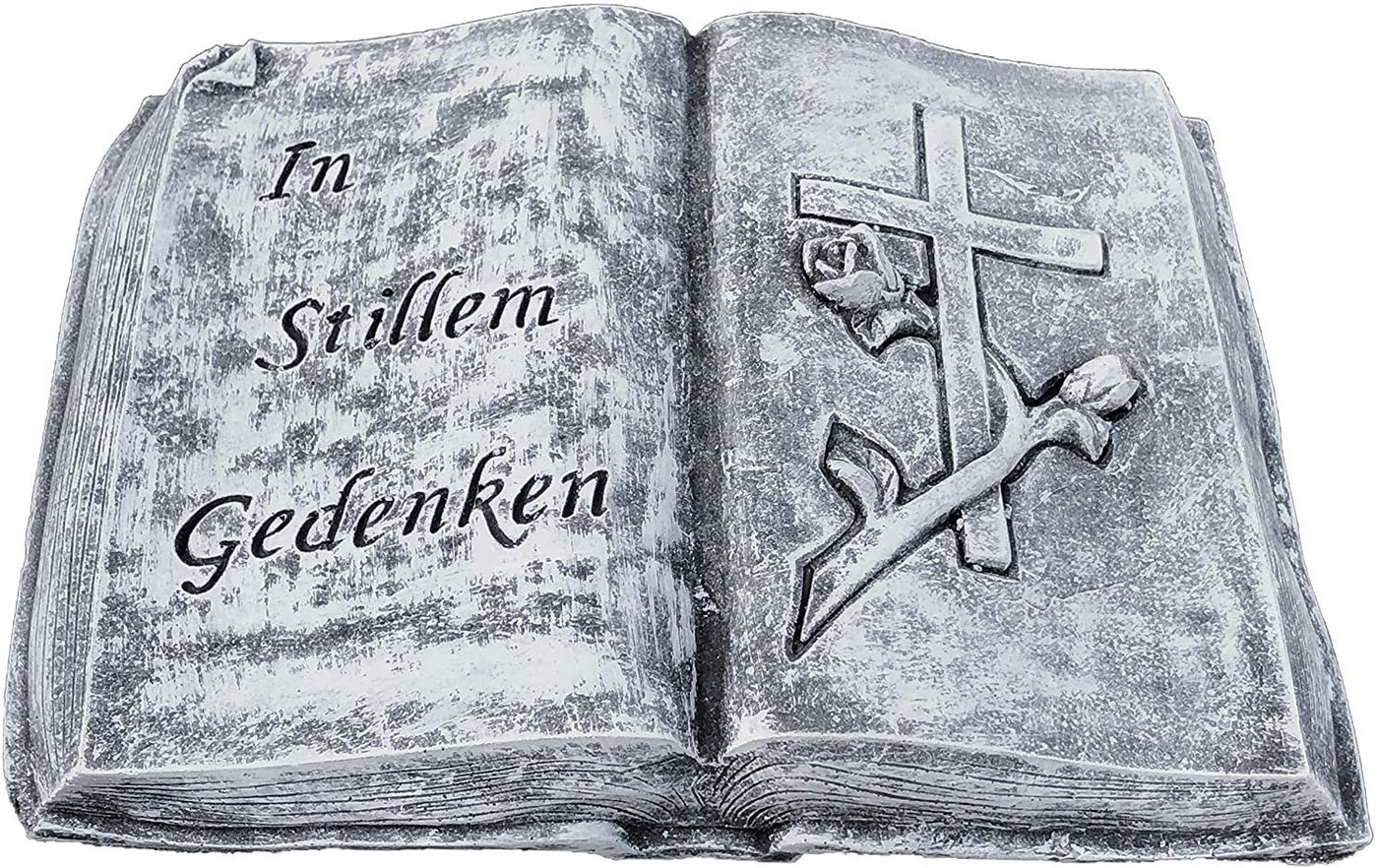 Stone and Style Gartenfigur Frostfester Grabschmuck Buch In stillem Gedenken
