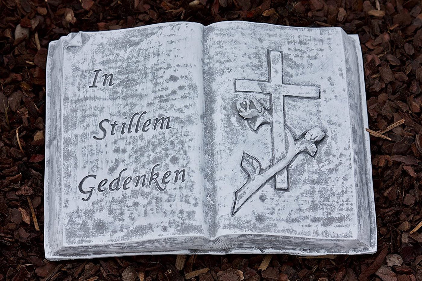 Stone and Style Gartenfigur Frostfester Grabschmuck Buch In stillem Gedenken Bild 2