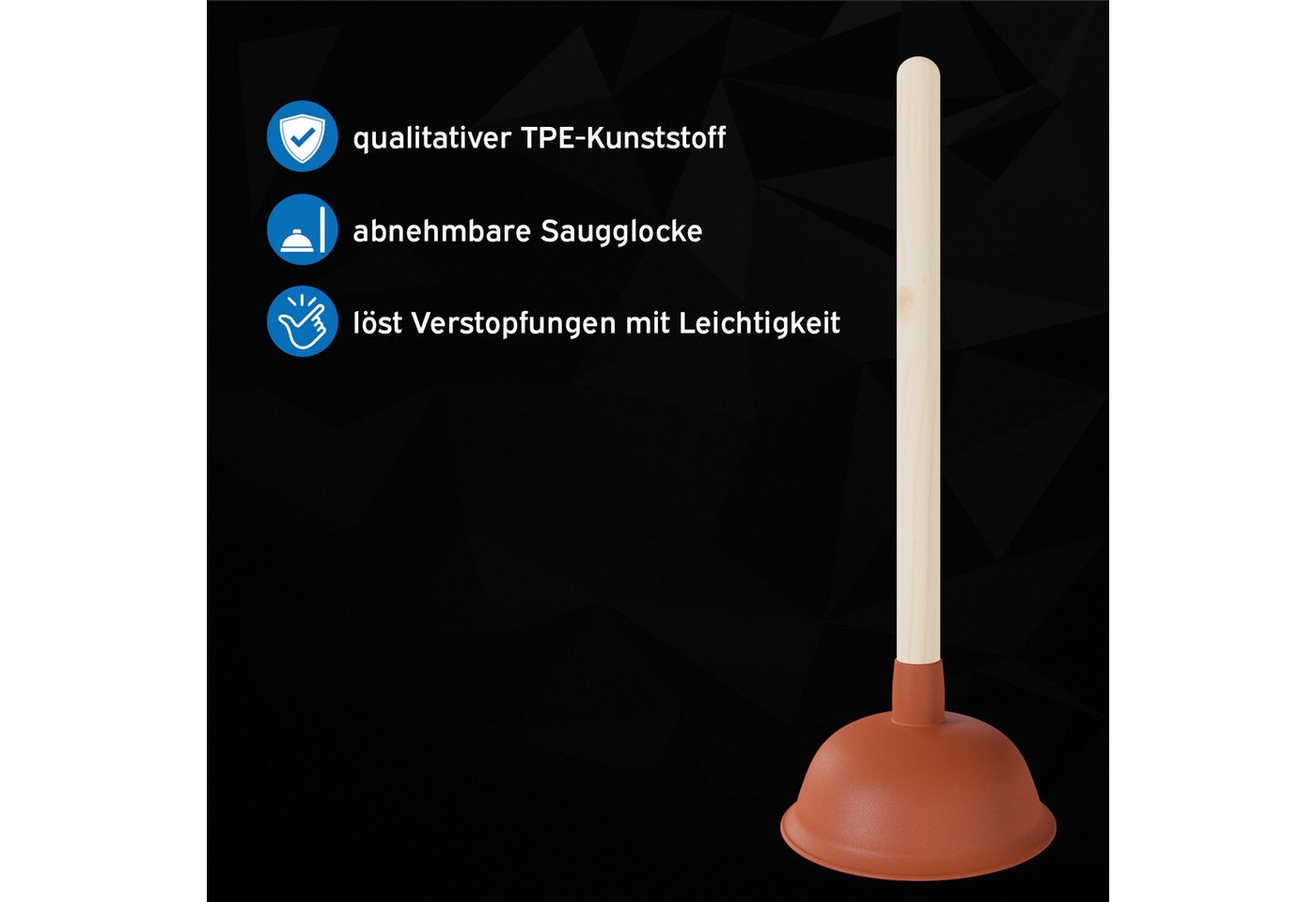 kör4u Rohrreinigungspumpe kör4u Pömpel mit Stiel, 140 mm Bild 3