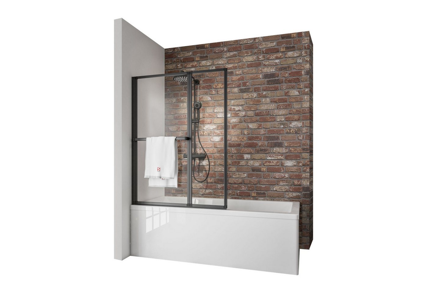 Schulte Badewannenfaltwand Black Style 110 x 140 cm, Sicherheitsglas, (2 tlg), Klar Schwarz Bild 5