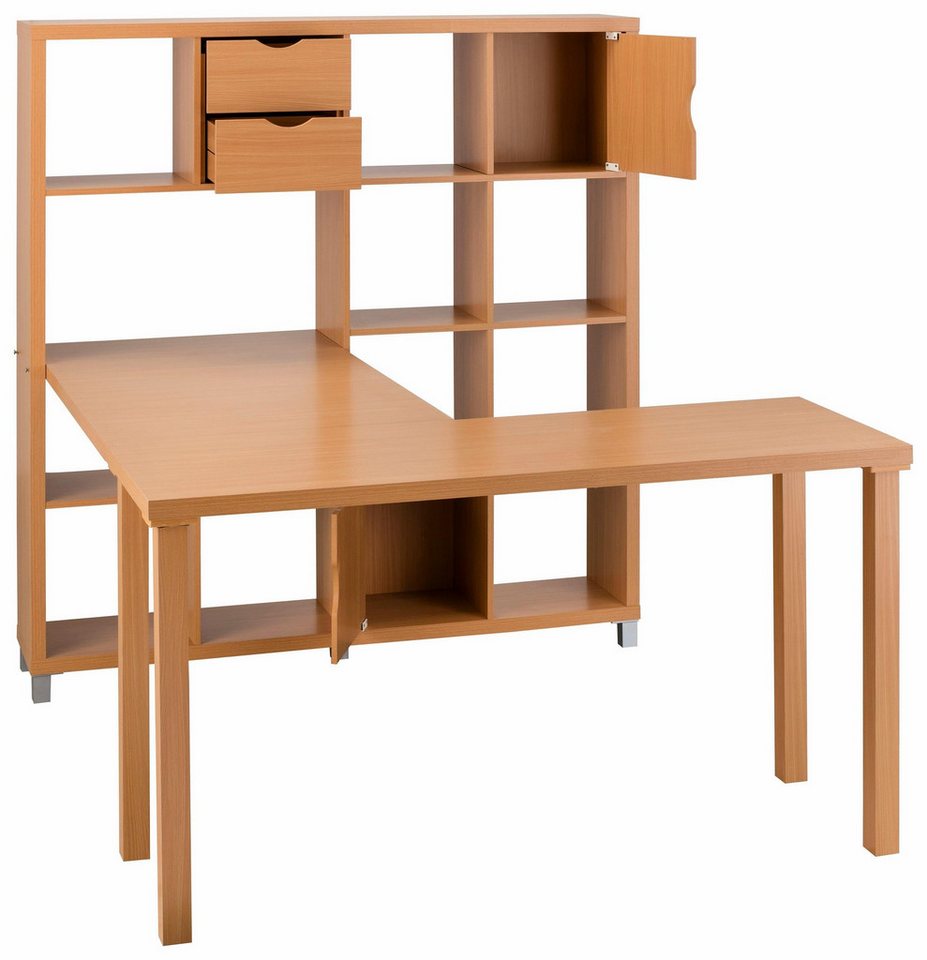 loft24 Regal-Schreibtisch Kiera - Schreibtisch Arbeitstisch Schreibpult, Schreibtisch mit Regal, Arbeitszimmer Home Office, modernes Design