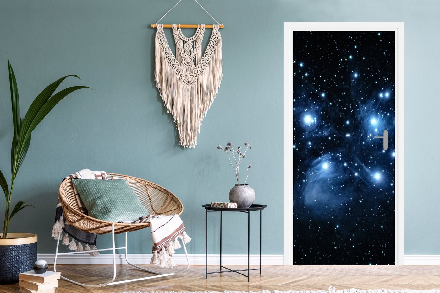 MuchoWow Türtapete Universum - Planeten - Sterne - Jungen - Mädchen - Kinder, Matt, bedruckt, (1 St), Selbstklebende Tapete, Folie für Möbel, 75x205 cm Bild 4
