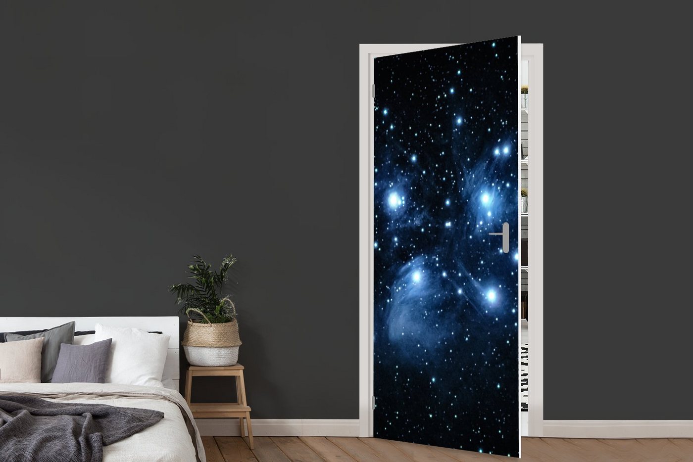 MuchoWow Türtapete Universum - Planeten - Sterne - Jungen - Mädchen - Kinder, Matt, bedruckt, (1 St), Selbstklebende Tapete, Folie für Möbel, 75x205 cm Bild 5