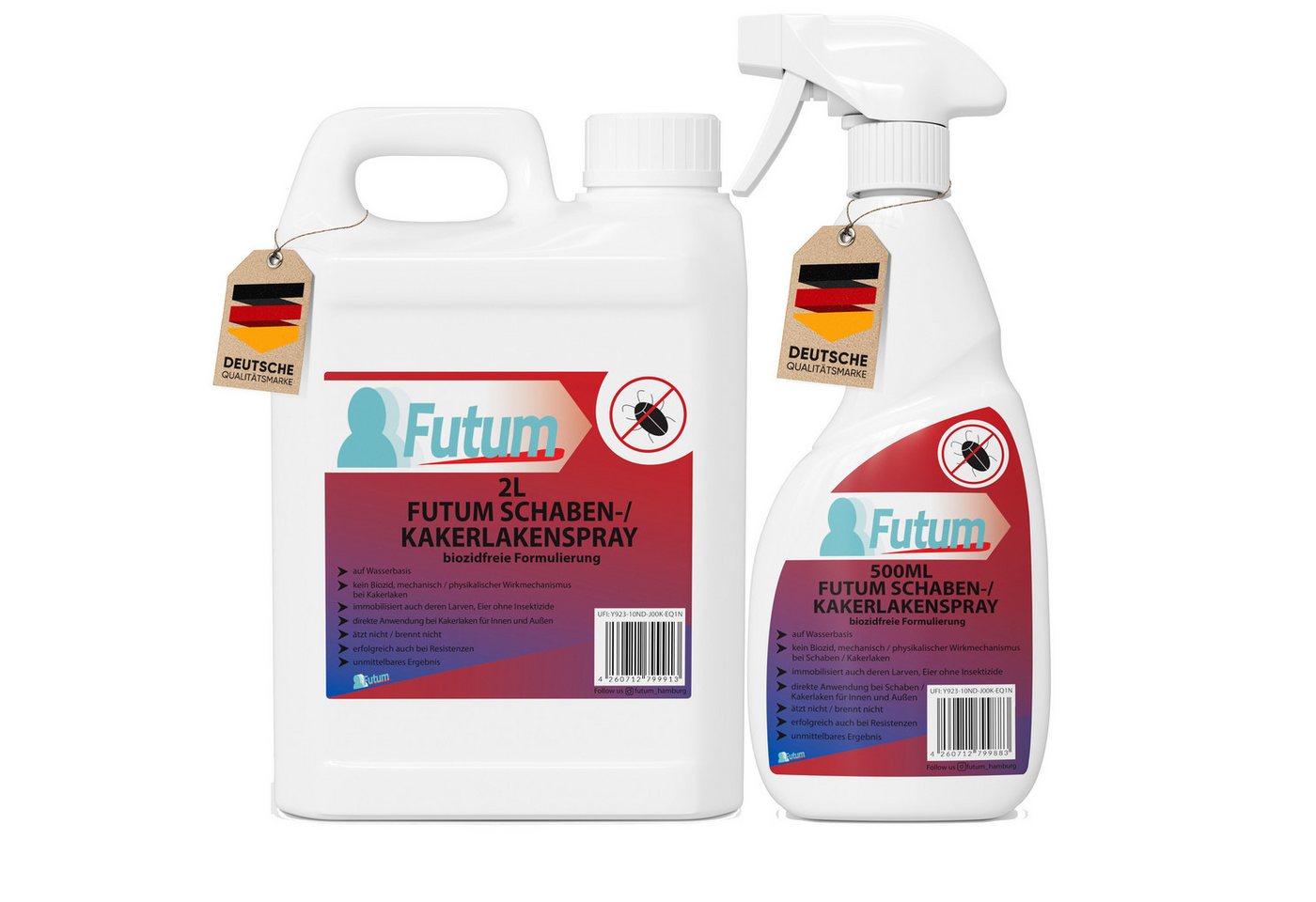 FUTUM Insektenspray Kakerlaken Spray Schaben Spray Küchenschaben Abwehr, 2.5 l, biozidfreie Formel, auf Wasserbasis, geruchsarm, brennt / ätzt nicht Bild 2