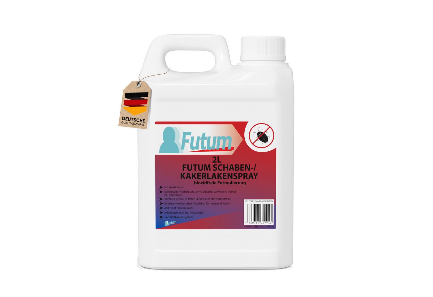 FUTUM Insektenspray Kakerlaken Spray Schaben Spray Küchenschaben Abwehr, 2.5 l, biozidfreie Formel, auf Wasserbasis, geruchsarm, brennt / ätzt nicht Bild 3