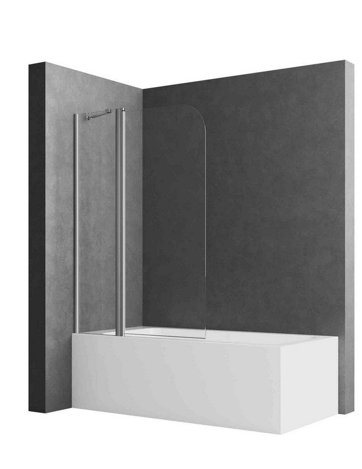 Boromal Duschwand für Badewanne Badewannenaufsatz 2 teilig faltbar mit Stabilisator, 5mm Sicherheitsglas, (Badewannenfaltwand 180° schwenkbar Faltwand, 90x140, 100x140cm), Rechts-und Links montierbar Bild 2