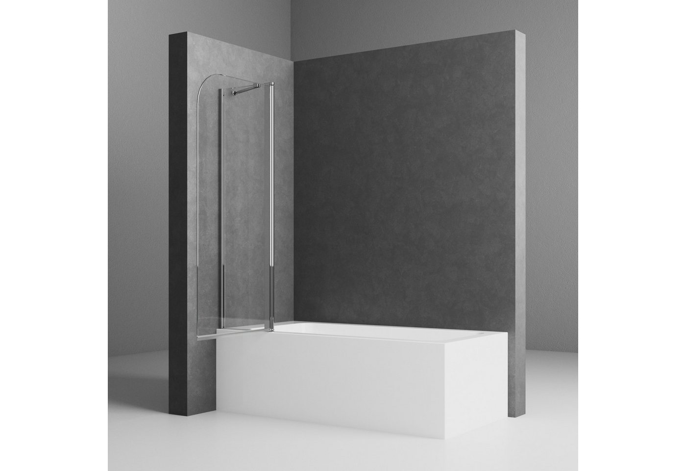 Boromal Duschwand für Badewanne Badewannenaufsatz 2 teilig faltbar mit Stabilisator, 5mm Sicherheitsglas, (Badewannenfaltwand 180° schwenkbar Faltwand, 90x140, 100x140cm), Rechts-und Links montierbar Bild 3