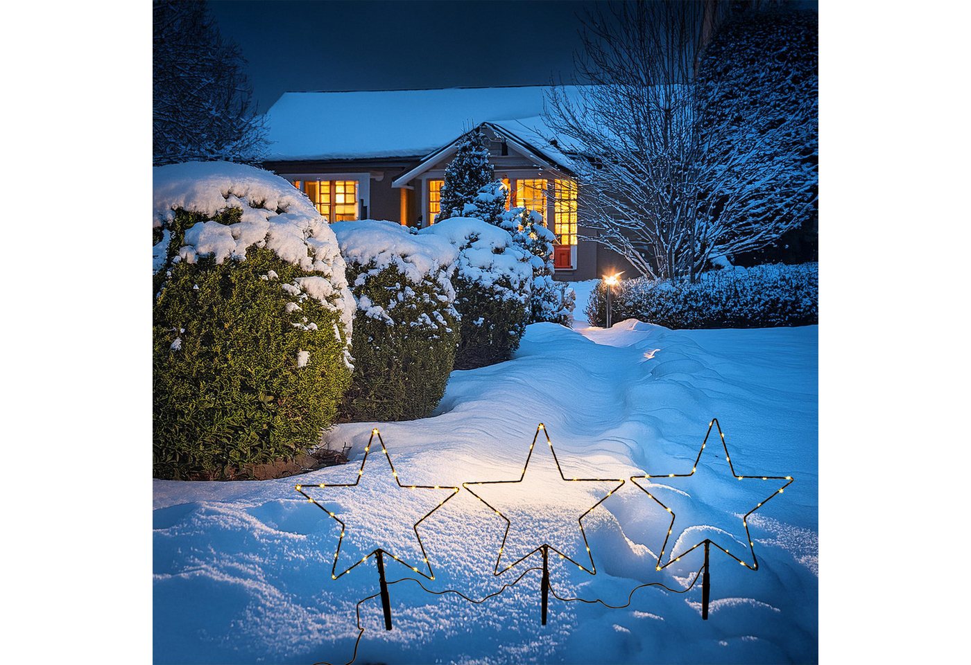 Spetebo Gartenstecker LED Stern Batterie betrieben für Innen und Außen (Set, 1-St., 3 - Sterne) mit Timer funktion Bild 2