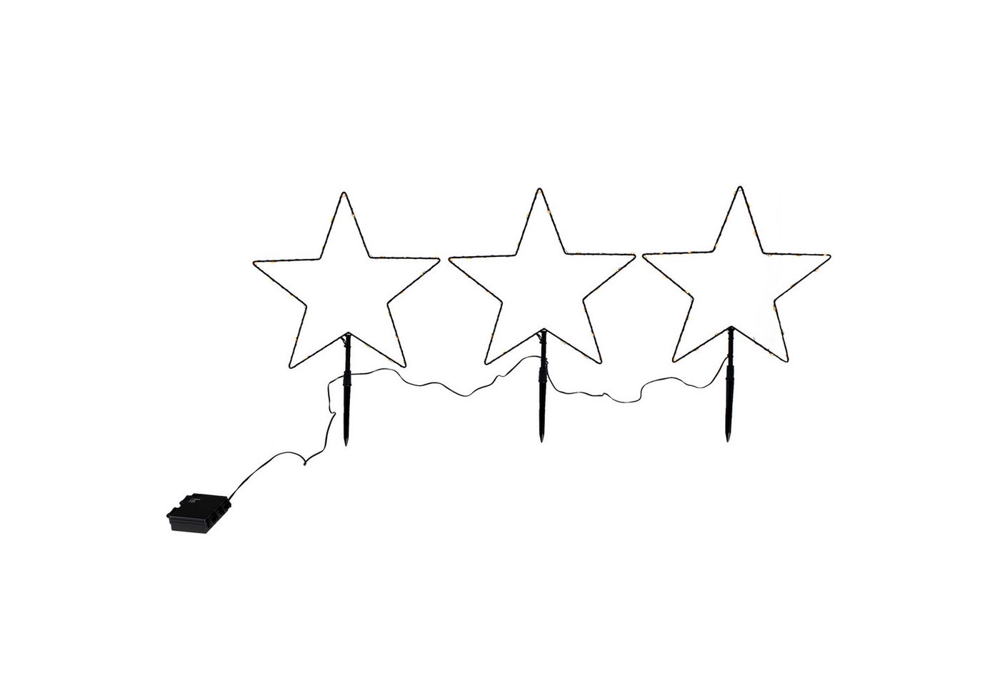 Spetebo Gartenstecker LED Stern Batterie betrieben für Innen und Außen (Set, 1-St., 3 - Sterne) mit Timer funktion Bild 3