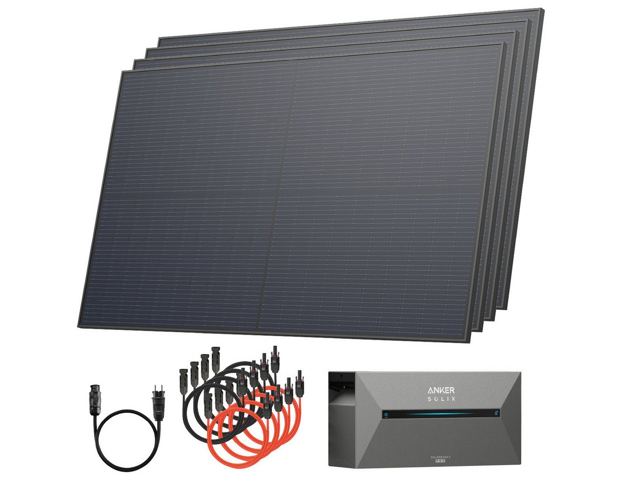 Solarway Balkonkraftwerk 1840 Wp / 800 Watt All in One mit 1,6 kWh Anker 2 Pro Speicher, 1840 W, Monokristallin, (460W Solarmodule & Anker Speicher & Zubehör), Komplettset Solaranlage Steckdose / Bifazial Bild 4