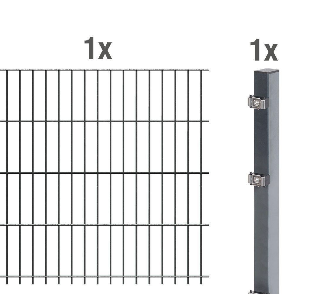 Alberts Einstabmattenzaun Alberts 641467 Doppelstabmattenzaun als Zaun-Komplettset, anthrazit, H, Alberts Anbauset für Doppelstabmattenzaun feuerverzinkt Höhe 83 cm L Bild 5