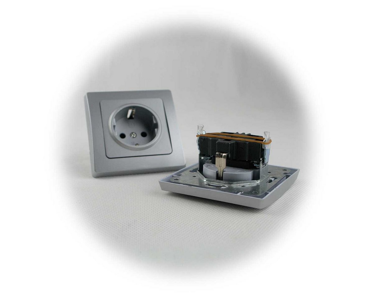 ChiliTec Unterputz-Steckdose DELPHI Starter-Kit, 32er Set 250V~/ 16A, UP silber Bild 3