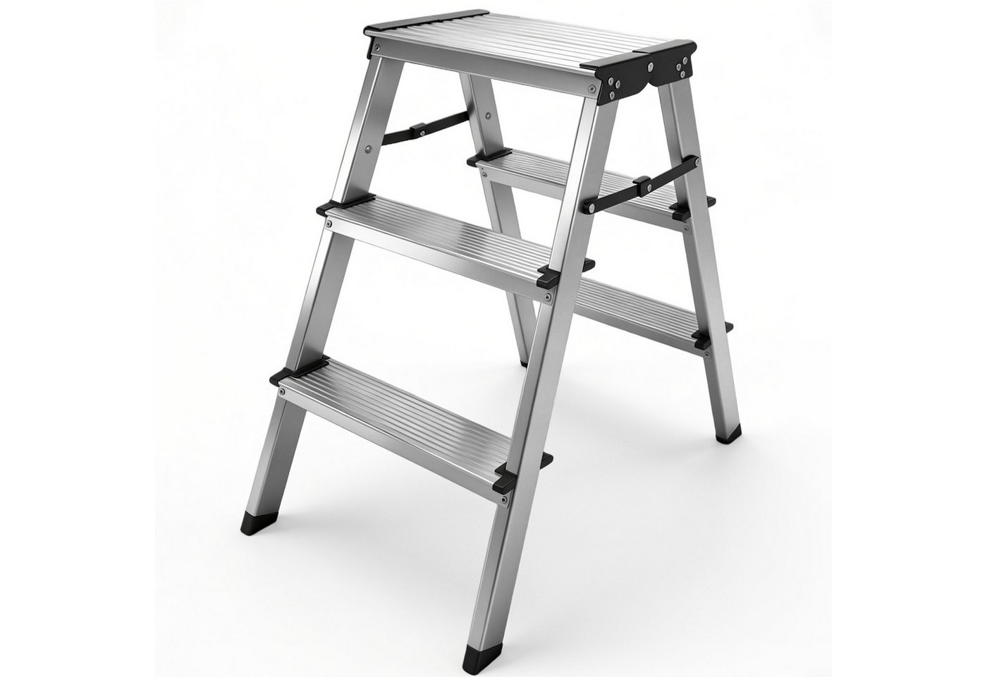 ANYSUN Trittleiter Klappleiter 3 Stufen (1-St), Aluleiter klappbar, Stehleiter, Mehrzweckleiter, bis 150 kg belastbar Bild 4