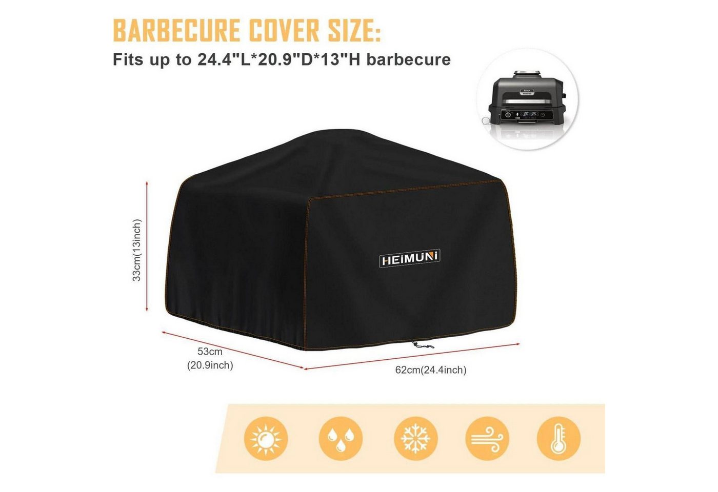 LuxusKollektion Grill-Schutzhülle Grillabdeckung Elektrogrill Wasserdicht Tischgrill BBQ 62x53x33cm Bild 2