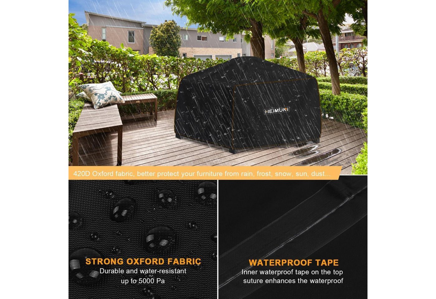 LuxusKollektion Grill-Schutzhülle Grillabdeckung Elektrogrill Wasserdicht Tischgrill BBQ 62x53x33cm Bild 3