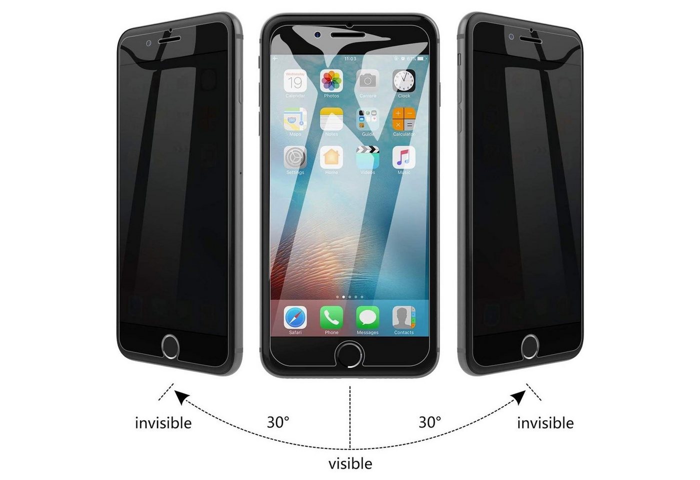 CoolGadget Schutzfolie Sichtschutz Panzerfolie für iPhone 7 / 8, (Spar-Set 2in1, Fullscreen), Privacy Fullscreen Glas 2x Anti-Spy Schutzfolie für iPhone 7 / 8 Folie Bild 2