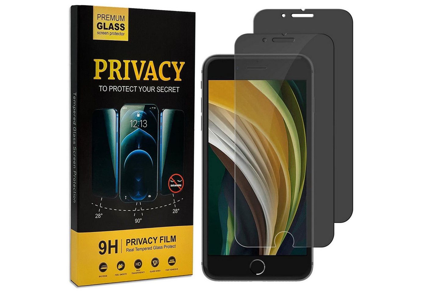 CoolGadget Schutzfolie Sichtschutz Panzerfolie für iPhone 7 / 8, (Spar-Set 2in1, Fullscreen), Privacy Fullscreen Glas 2x Anti-Spy Schutzfolie für iPhone 7 / 8 Folie Bild 4