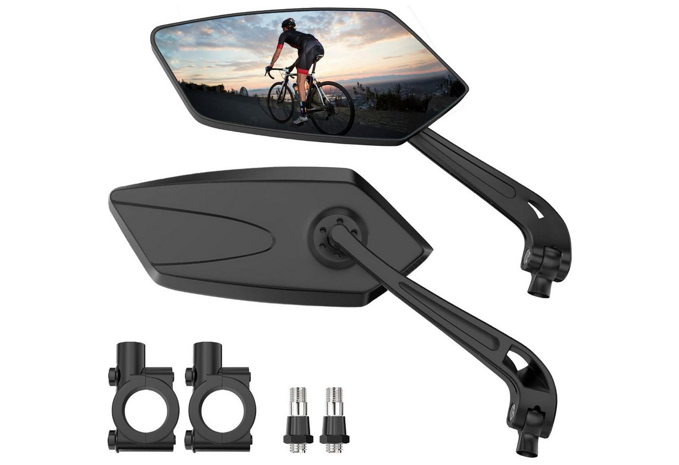 Keyura Fahrradspiegel 2 Stück HD Fahrradspiegel,E-Bike,extra große Rückspiegel Spiegelfläche (Schlagfester Echtglas Fahrrad Rückspiegel,Bike Spiegel,fahrradspiegel, Lenker (Links+Rechts),360° Einstellbar und Drehbar Rückspiegel), Universal Fahrrad Seitenspiegel mit Lenkerhalterung Bild 3