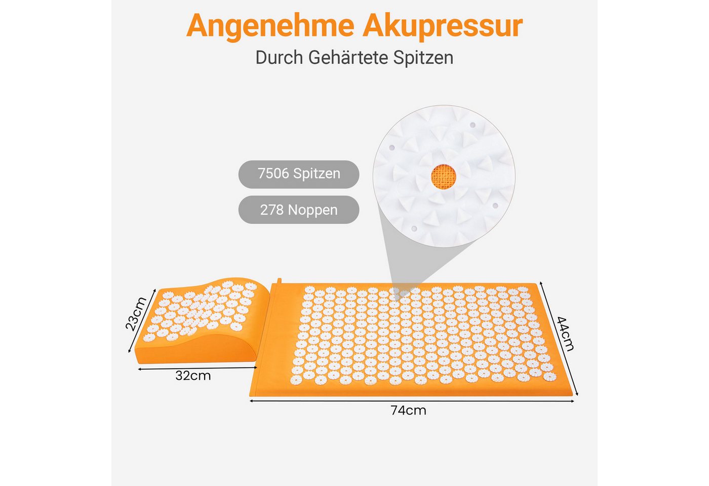 Youyijia Akupressurmatte Akupressurmatte & Kissen Set – 100% Kokosfaser Füllung