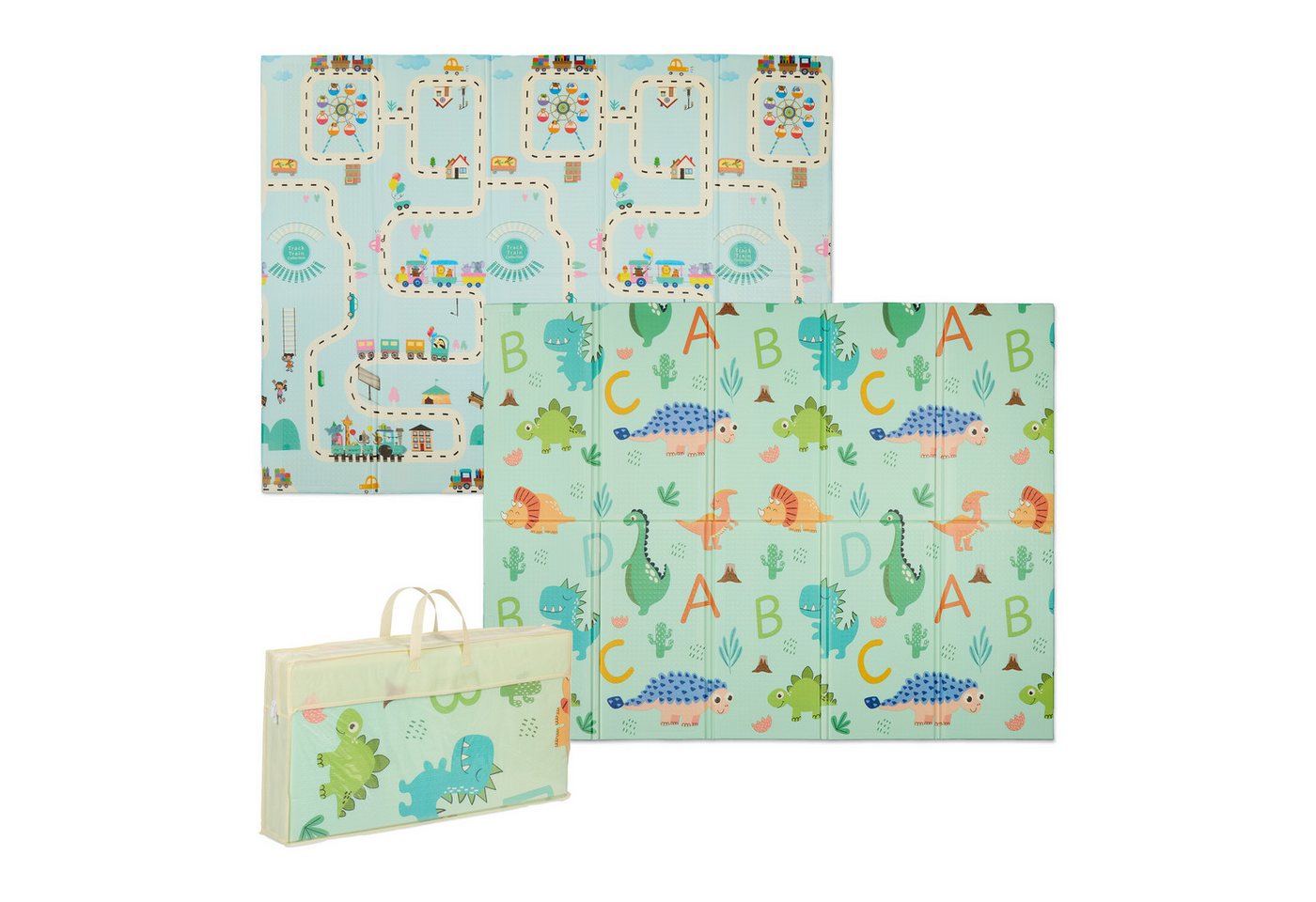 relaxdays Spielmatte Faltbare Spielmatte Dinosaurier und Zug Bild 5