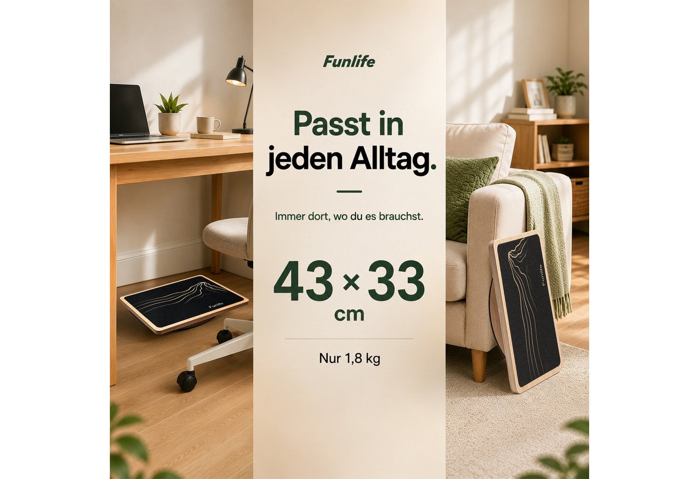 FunLife Balanceboard BERG & FLOW Design-Edition, 43 × 33 cm, rutschhemmend, bis 150 kg Bild 2