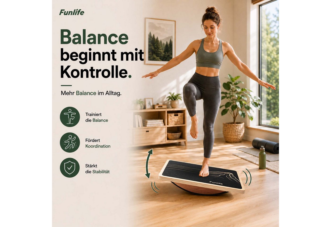 FunLife Balanceboard BERG & FLOW Design-Edition, 43 × 33 cm, rutschhemmend, bis 150 kg Bild 3