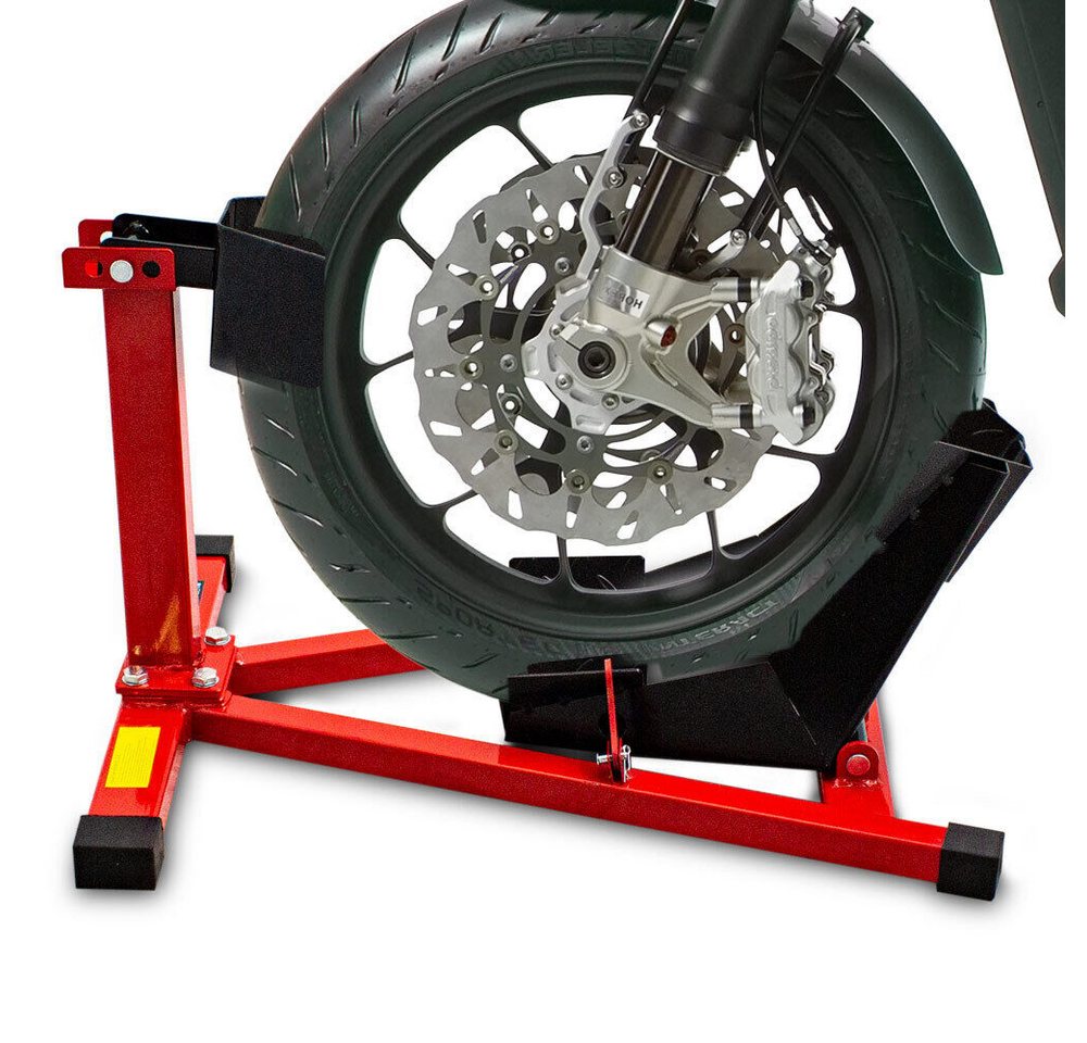 Bituxx Motorradheber Motorradständer Vorn mit Radwippe Rot / Schwarz, MS-17065, für 17-21 Zoll Räder 90mm-130mm breit Bild 4