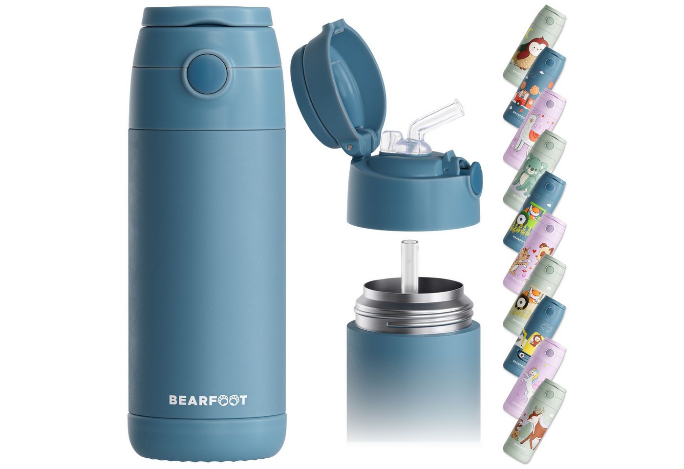 BEARFOOT Trinkflasche Thermo Kinder Trinkflasche Edelstahl - blau, Thermosflasche, auslaufsicher, Edelstahl, Kinderflasche, BPA-frei Bild 3