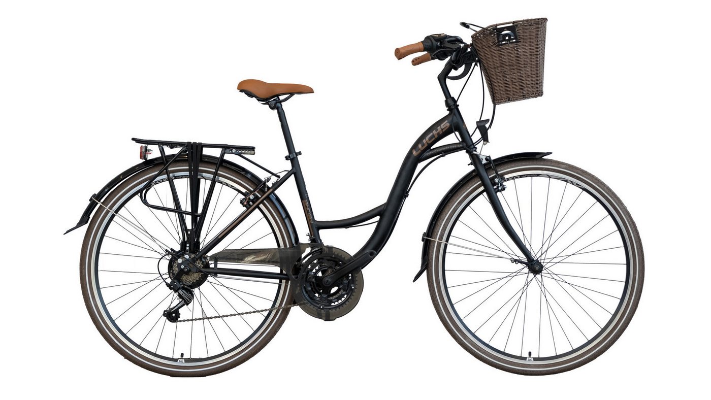LUCHS Cityrad Feline Damenfahrrad 28 Zoll – Cityfahrrad Hollandrad – Damen Rad, 21 Gang Shimano, 21 Gang SHIMANO, Frontkorb – Citybike für Alltag & Freizeit