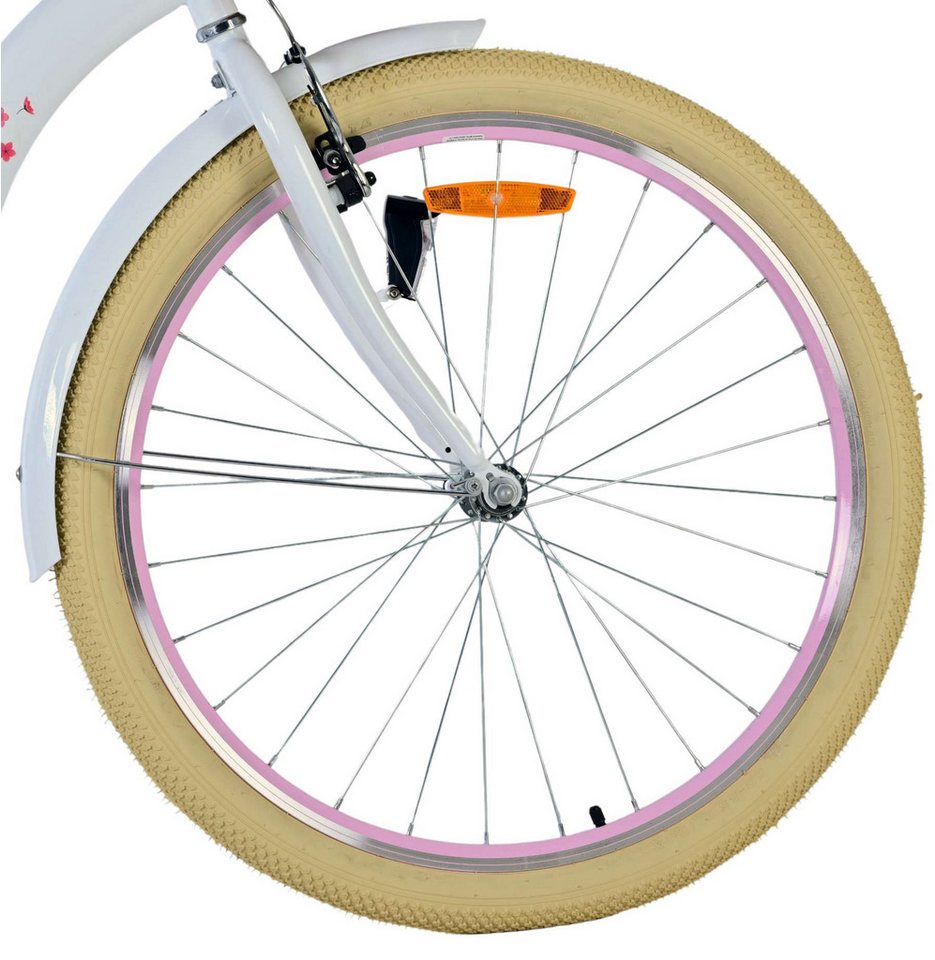 Volare Kinderfahrrad Volare Blossom Kinderfahrrad für Mädchen - 26 Zoll in Weiß, Vorderradbremsen, stabiler Schloss, praktische Korb Bild 2