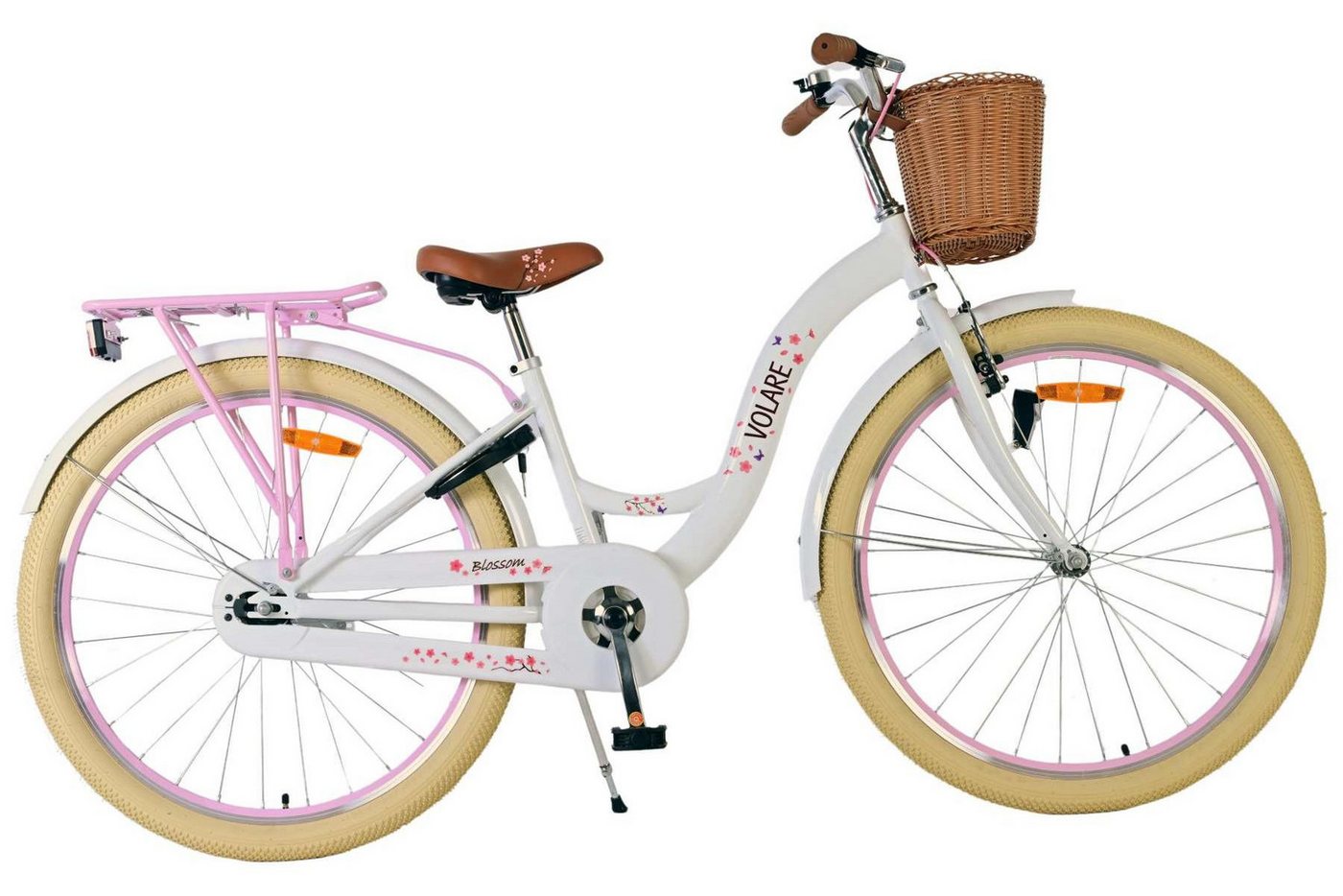 Volare Kinderfahrrad Volare Blossom Kinderfahrrad für Mädchen - 26 Zoll in Weiß, Vorderradbremsen, stabiler Schloss, praktische Korb Bild 3