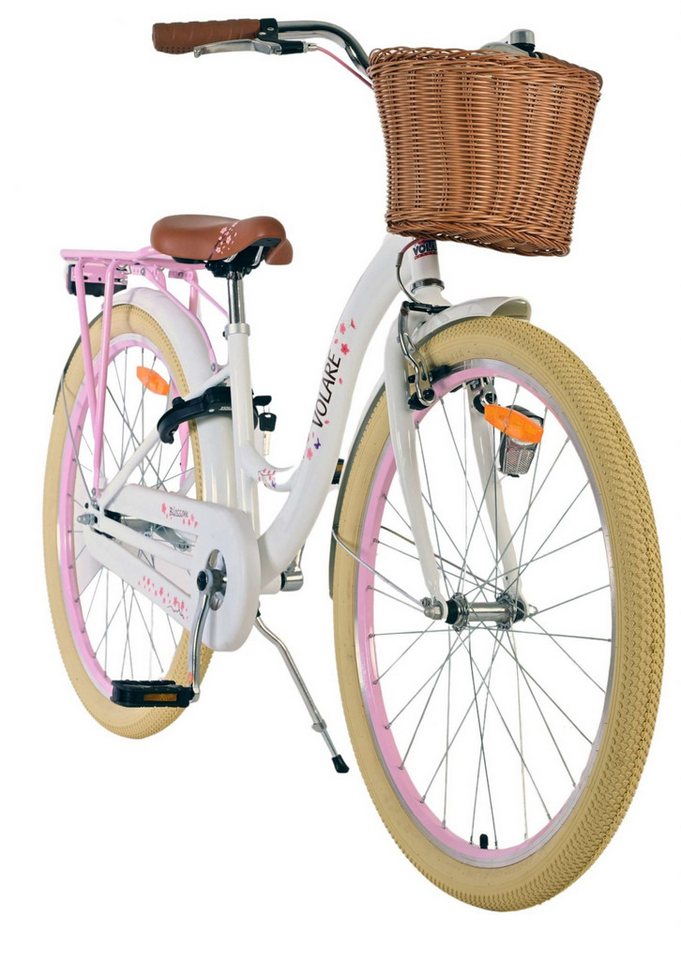 Volare Kinderfahrrad Volare Blossom Kinderfahrrad für Mädchen - 26 Zoll in Weiß, Vorderradbremsen, stabiler Schloss, praktische Korb Bild 4