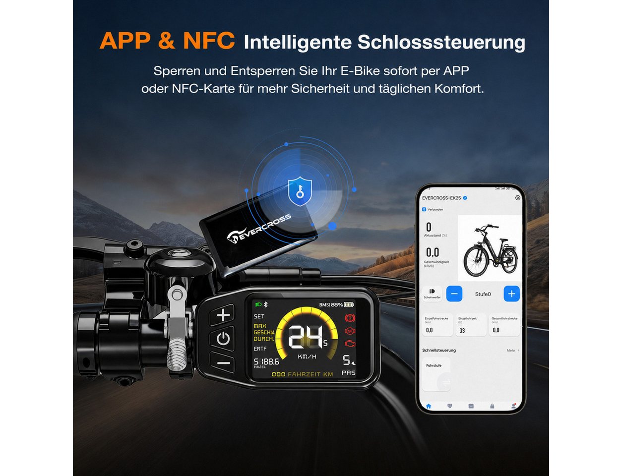 EVERCROSS TECH E-Bike EK25 für Erwachsene, Drehmomentsensor, 36V 468Wh, 60-100km Reichweite, 7 Gang Shimano, Heckmotor, 468 Wh, 27,5 Zoll, 7-Gang Shimano, App Bluetooth Steuerung, mit Gepäckträger Bild 3