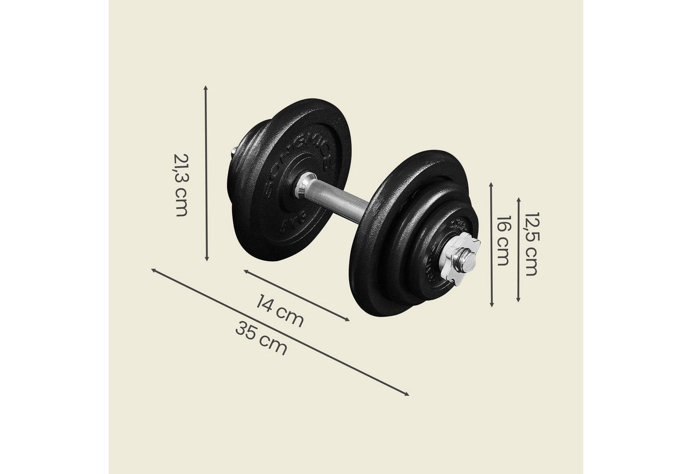 SONGMICS Kurzhantel Hanteln, Hantelset aus Gusseisen, verstellbar 20-40kg, für Workout, Fitnesstraining, Gewichtheben für Zuhause, Fitnessstudio Bild 4