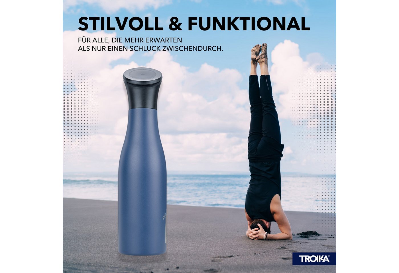 TROIKA Trinkflasche mit MagSafe handyhalter STAND BY ME, Thermoflasche 550ml aus Edelstahl, vakuumisoliert doppelwandig, 12h heiß 24h kalt, in 3 Farben Bild 2