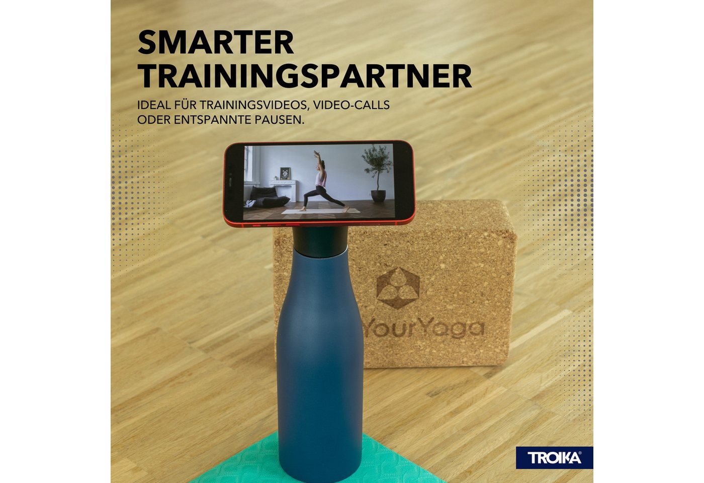 TROIKA Trinkflasche mit MagSafe handyhalter STAND BY ME, Thermoflasche 550ml aus Edelstahl, vakuumisoliert doppelwandig, 12h heiß 24h kalt, in 3 Farben Bild 3