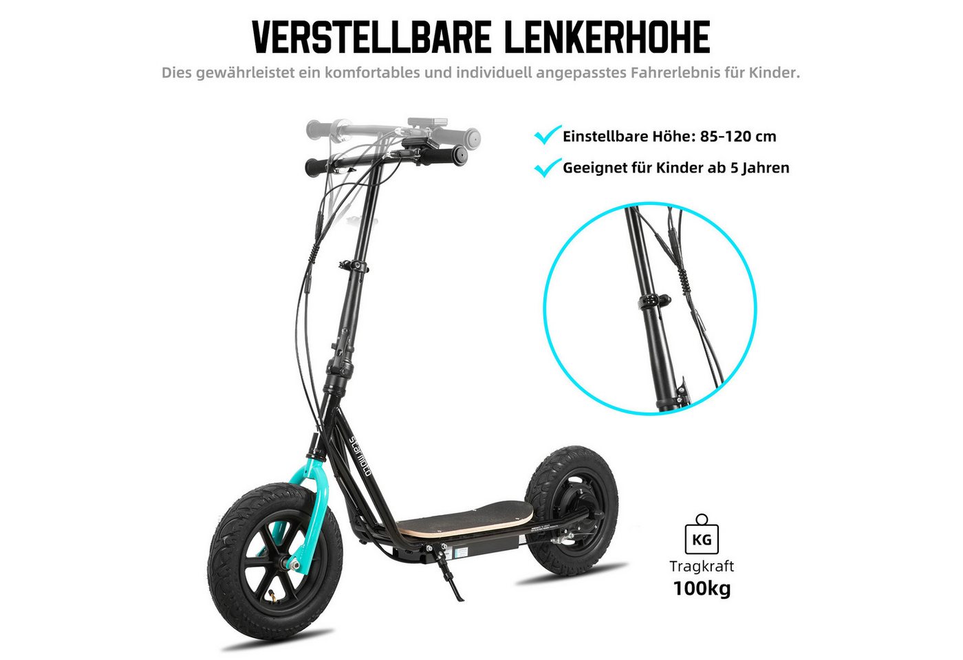 HILAND E-Scooter Faltbarer Kinder‑Elektroroller, 250W‑Motor, 6‑12 Jahre, Daumengashebel, 22 km/h