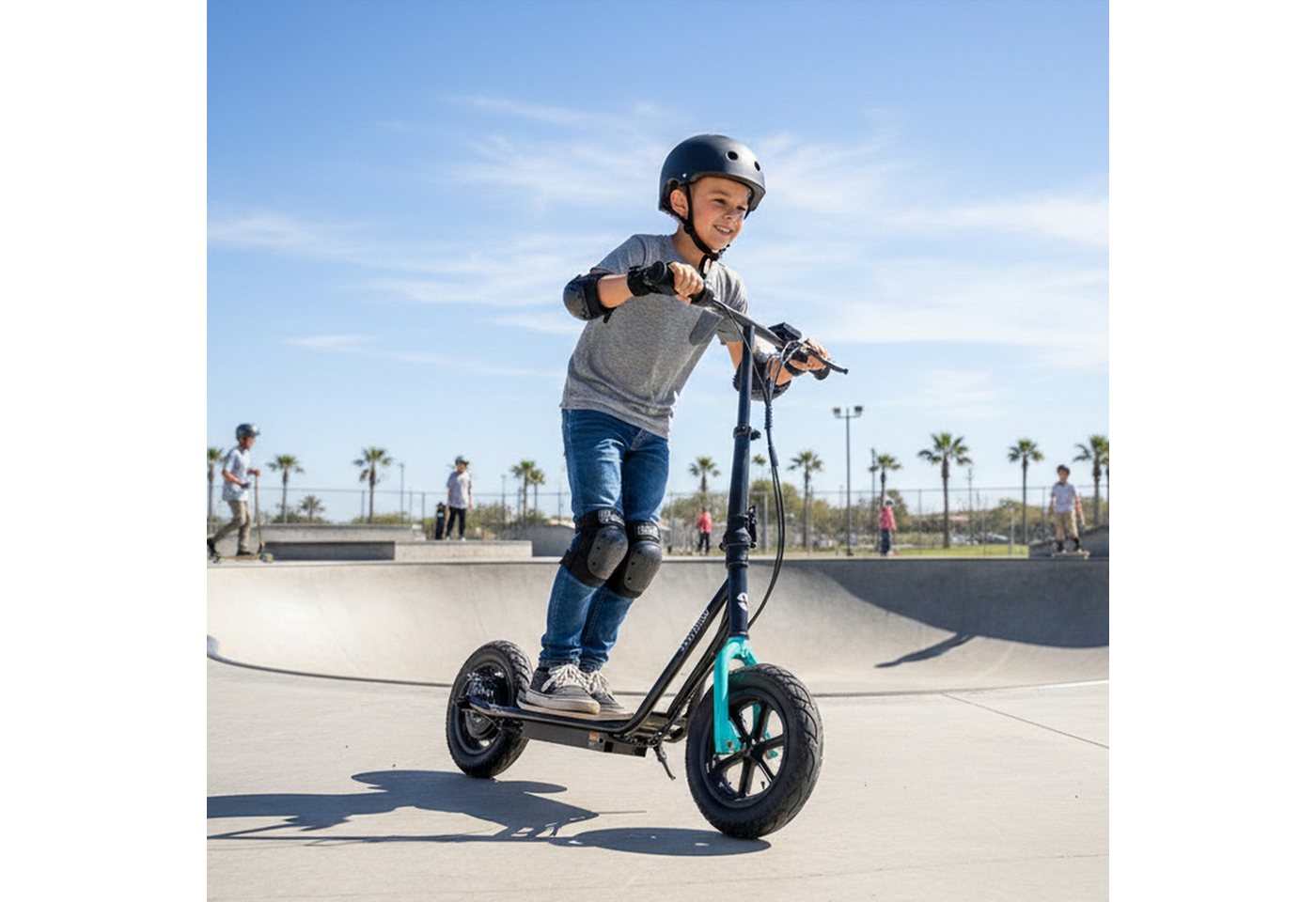 HILAND E-Scooter Faltbarer Kinder‑Elektroroller, 250W‑Motor, 6‑12 Jahre, Daumengashebel, 22 km/h Bild 3