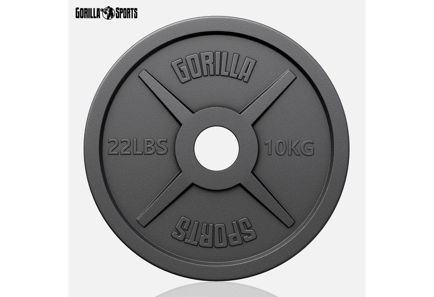 GORILLA SPORTS Hantelscheibe Hantelscheibe Olympia Gusseisen 50/51 mm, 10 kg, (1-tlg) Bild 2