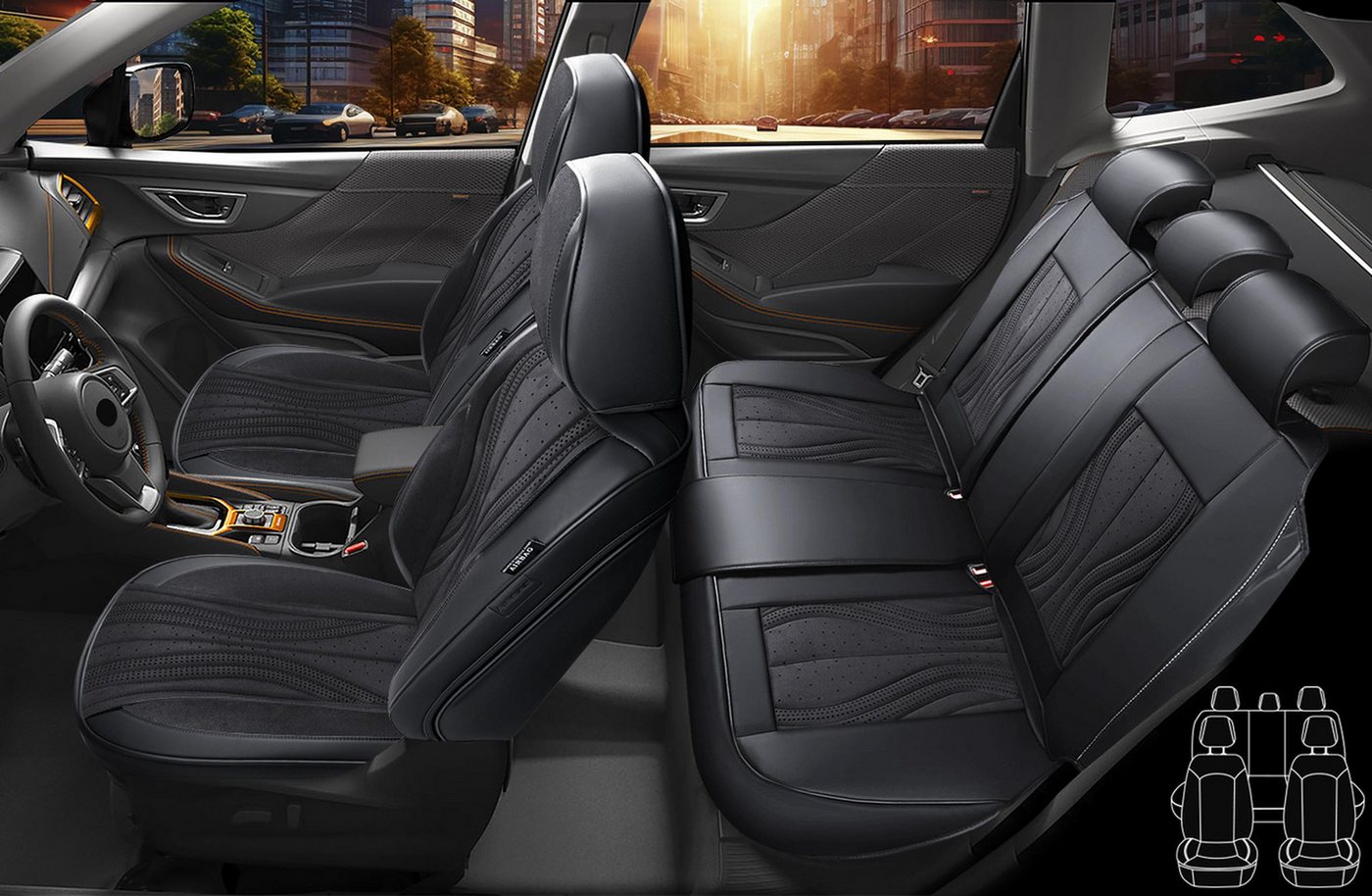 BREMER SITZBEZÜGE Autositzbezug für Skoda Karoq Bj ab 2017 (FM3), Set, 2-tlg., Komplettset Vorne und Hinten, in Schwarz Bild 5