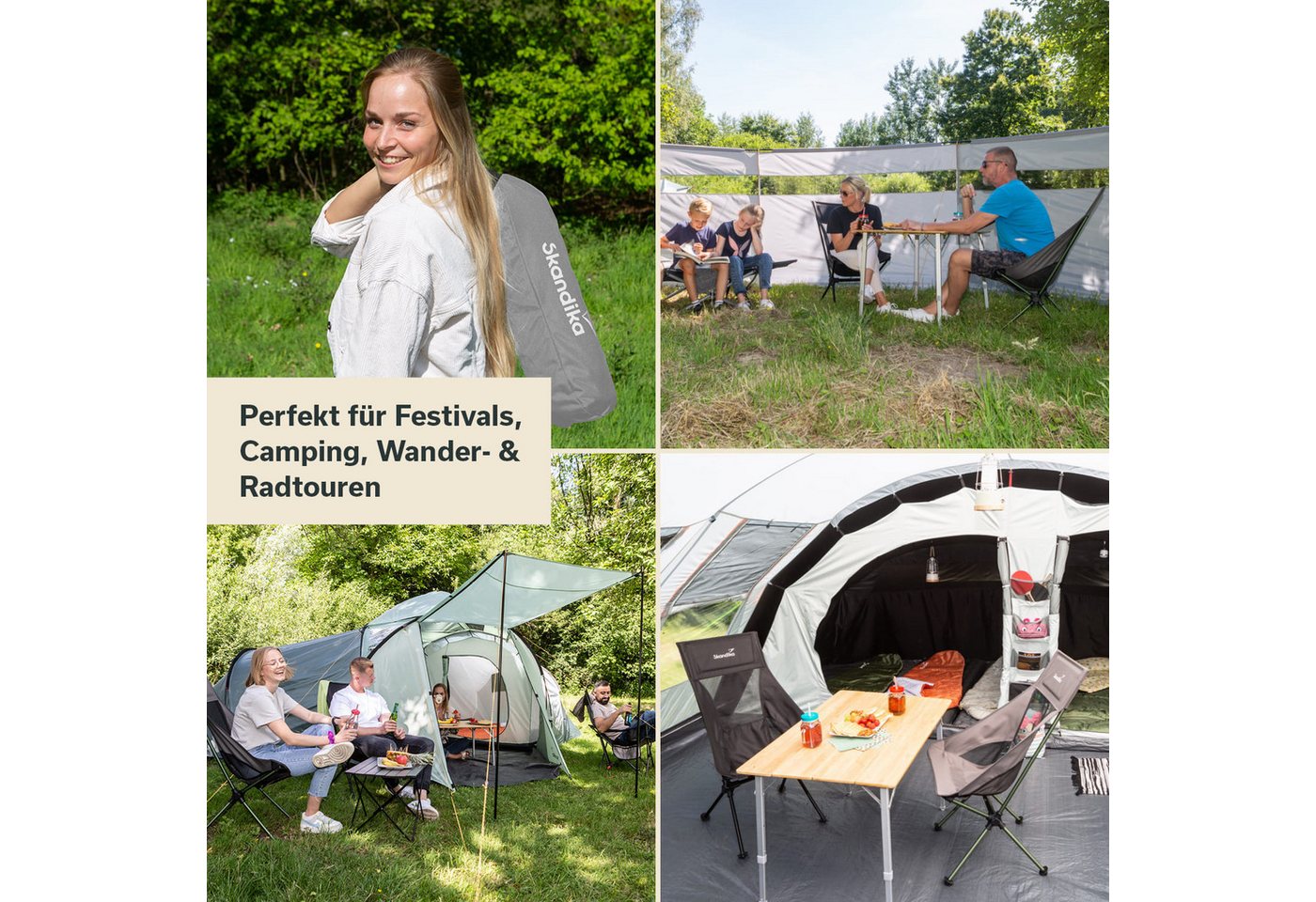 Skandika Campingstuhl Compact, Klappstuhl, Gartenstuhl, Faltstuhl, Outdoor, Balkon (Organizer-Tasche, Cool-Mesh-Einsätze, Kunststofffüße mit Schutztellern), bis 150 kg, klein, leicht, Anglerstuhl, stabil, gepolstert, Camping Bild 5