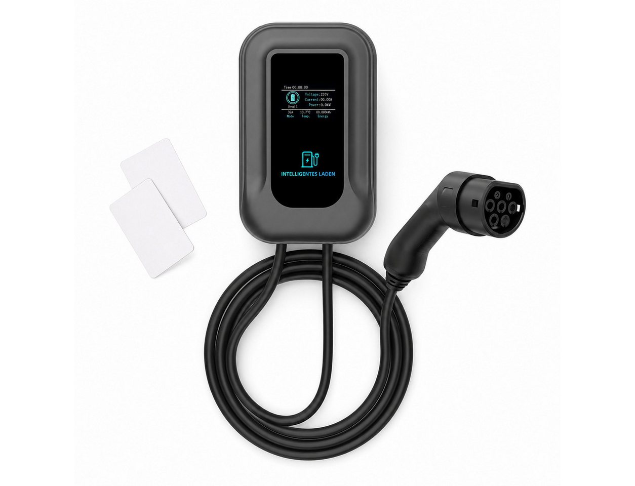 Tekoo Elektroauto-Ladestation 7kW, 1-Phasig, Typ 2 Kabel 5m, App & RFID, Wallbox, AC-Ladestation 7kW / 32A, 1, Komplettset, Inklusive Ladekabel und 2 RFID-Karten, 7kW Schnellladung, Smarte App-Steuerung, IP55 Wetterfest Bild 3