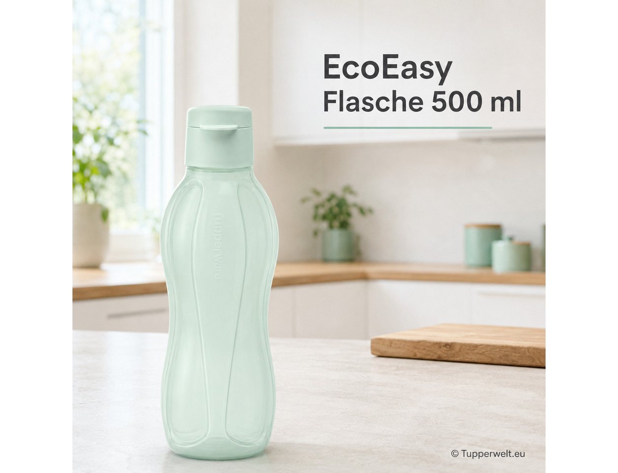 TUPPERWARE Trinkflasche Tupperware EcoEasy Trinkflasche 500ml in mint mit Clipverschluß