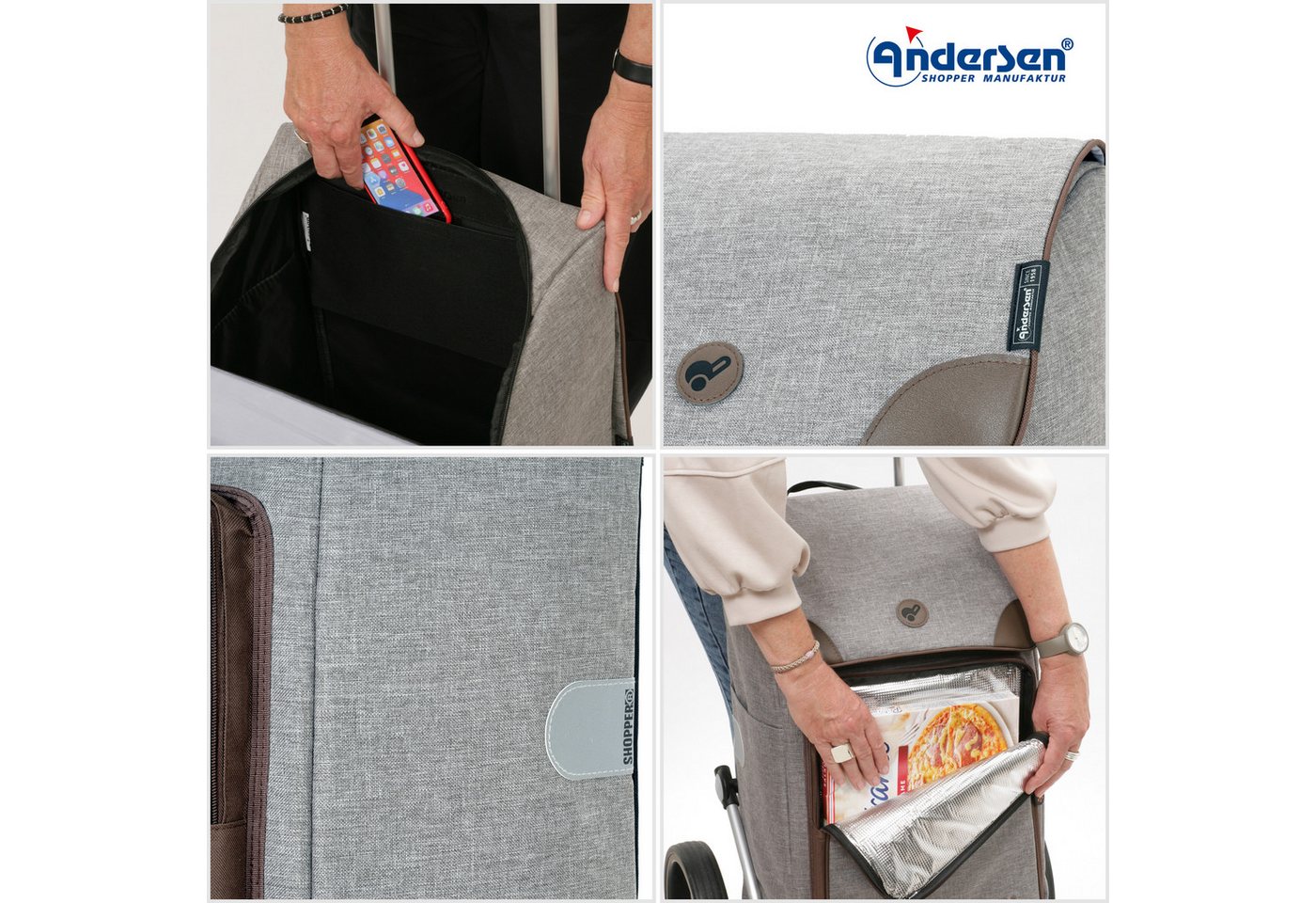 Andersen Einkaufstrolley Royal Shopper Holk grau, Thermofach 4 Liter, klappbar, belastbar bis 50kg, wasserabweisend Bild 3