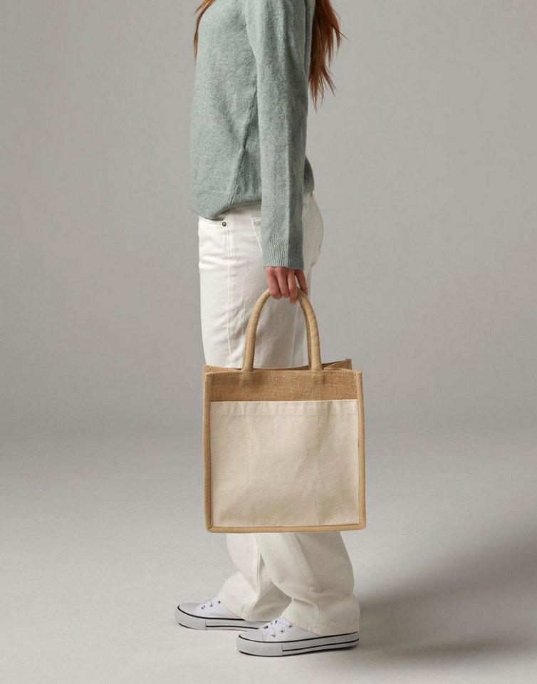 Westford Mill Einkaufsshopper Cotton Pocket Natural Starched Jute Midi Bag Einkaufstasche Bild 4