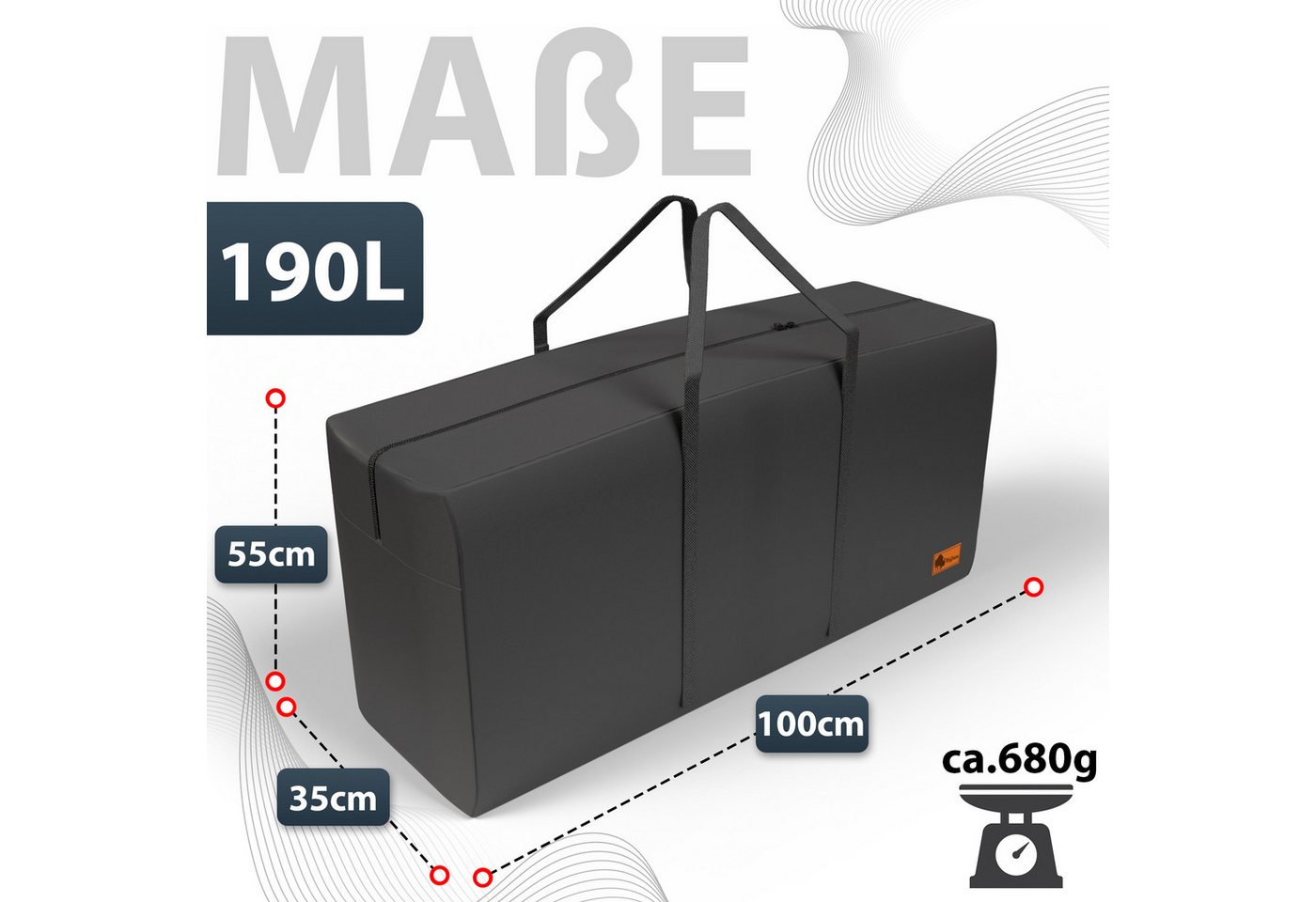 BigDean Aufbewahrungstasche Extra Große Tragetasche 100×55×35 cm 190 l (1-tlg., Aufbewahrungstasche/n), Robust, Langlebig, Transport, Lagerung, Faltbar, Platzsparend