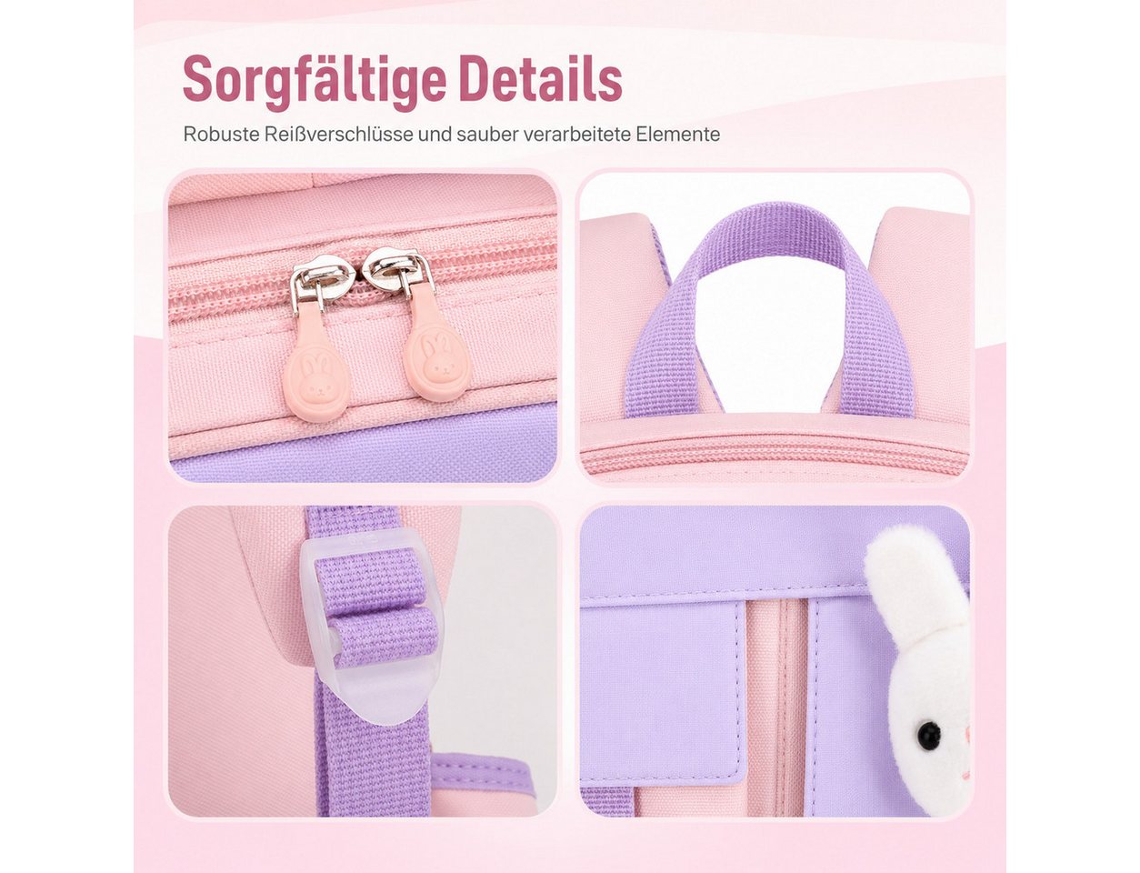 Toomoke Schulrucksack Mädchen Kinderrucksack mit 180° Frontöffnung (180° Frontöffnung, wasserabweisend, reflektierende Details, Brustgurt), 32 × 17 × 45 cm, für Grundschule & Freizeit Bild 2
